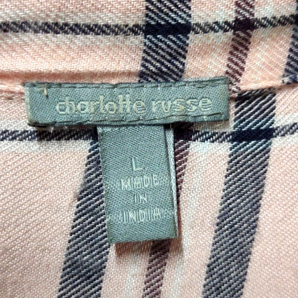 Charlotte Russe Large light pink button down blouse with lace trim on ba… - Picture 7 of 10